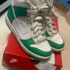 Nike Kids' White and Green Sneakers